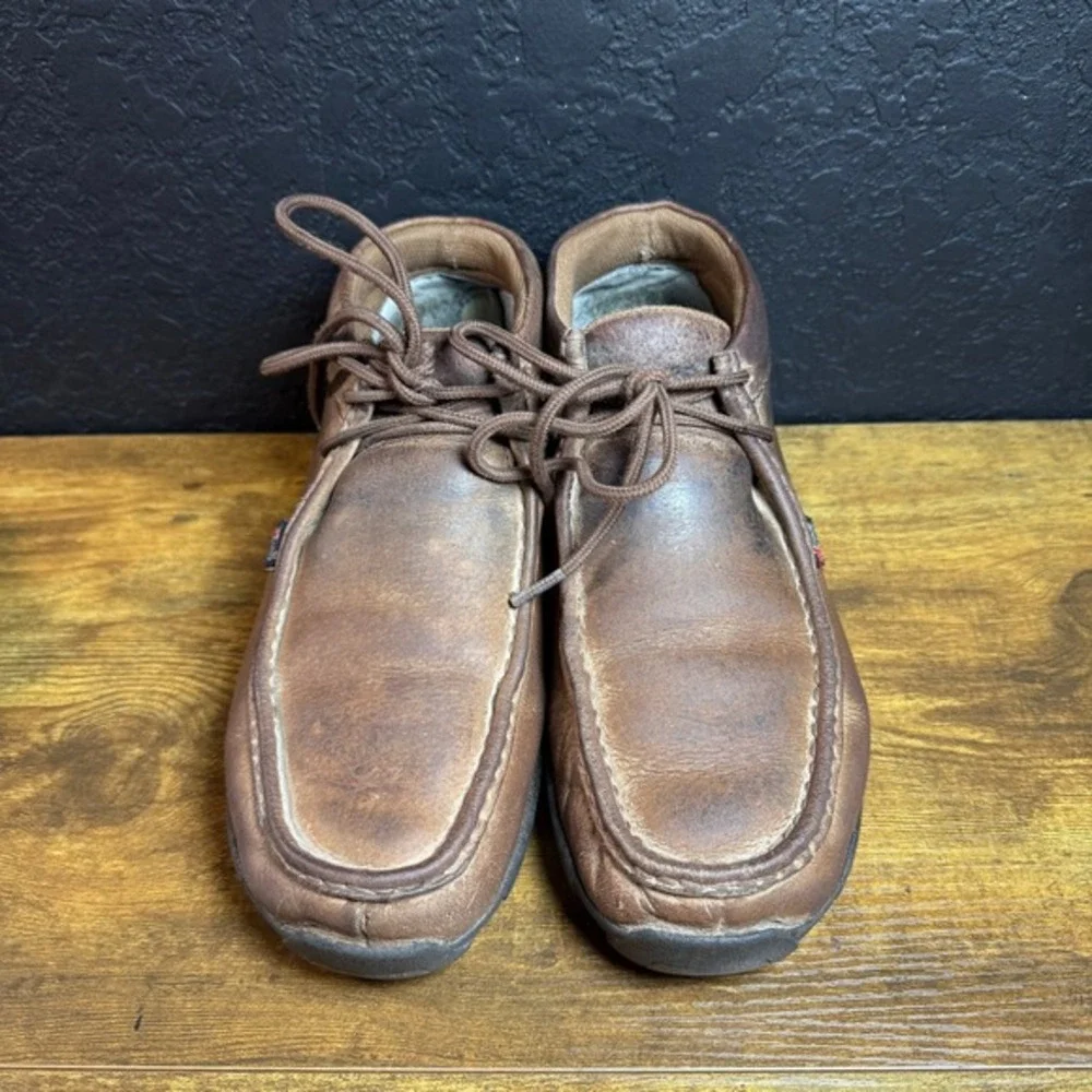 Justin STK# 232 Brown Leather Moc Toe Chukka Work Boots Mens Size‎ 8M
